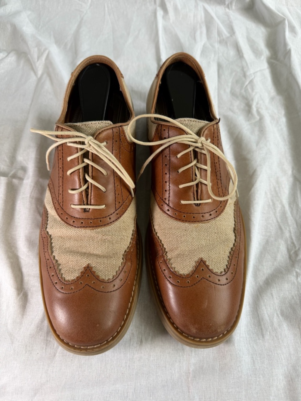 Johnston & Murphy Two-Tone Brown and Beige Wingtip Oxfords